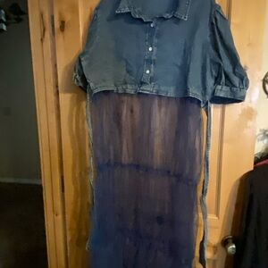 Blue Sheer Denim Top 
says 4x but more like a 2x 48” chest
